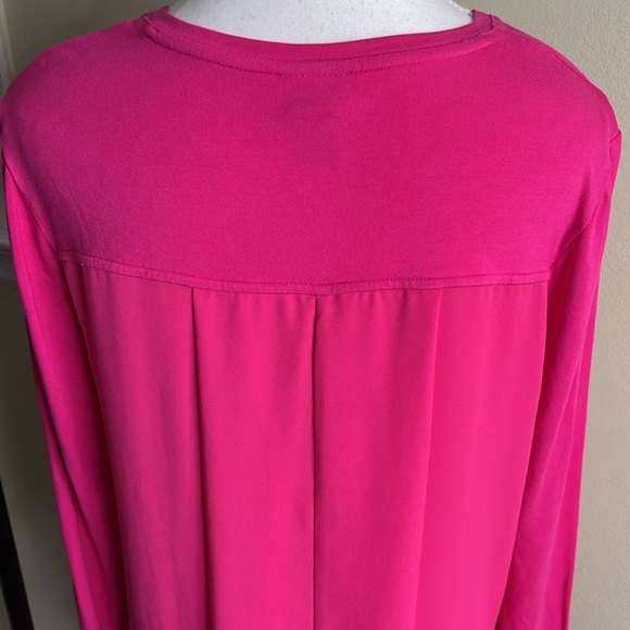 Chico’s pink v-neckline chiffon back high low hem 3/4 sleeve blouse - Picture 14 of 14
